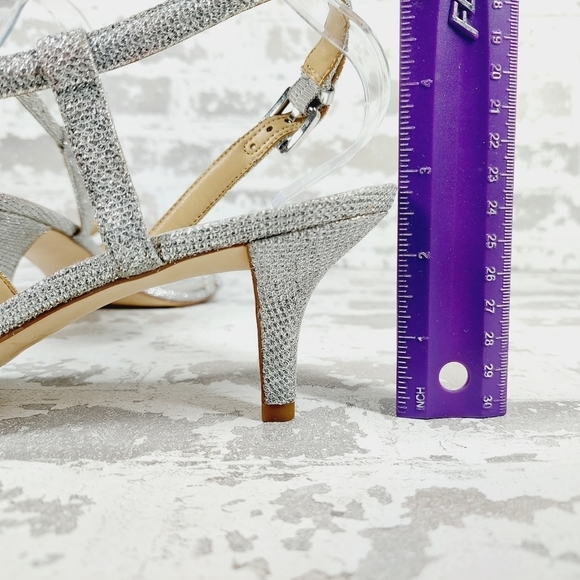 NEW Michael Kors Silver Slip On Buckle Slingback Summer Heeled Sandals O756 - Picture 9 of 13